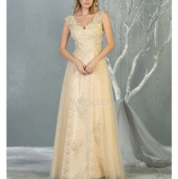 Burgundy, blue + other Colors formal evening gown beaded - Picture 3 of 7